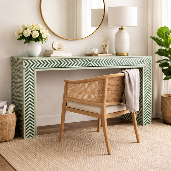 Luxury Bone Inlay Console Table for Living Room Decor