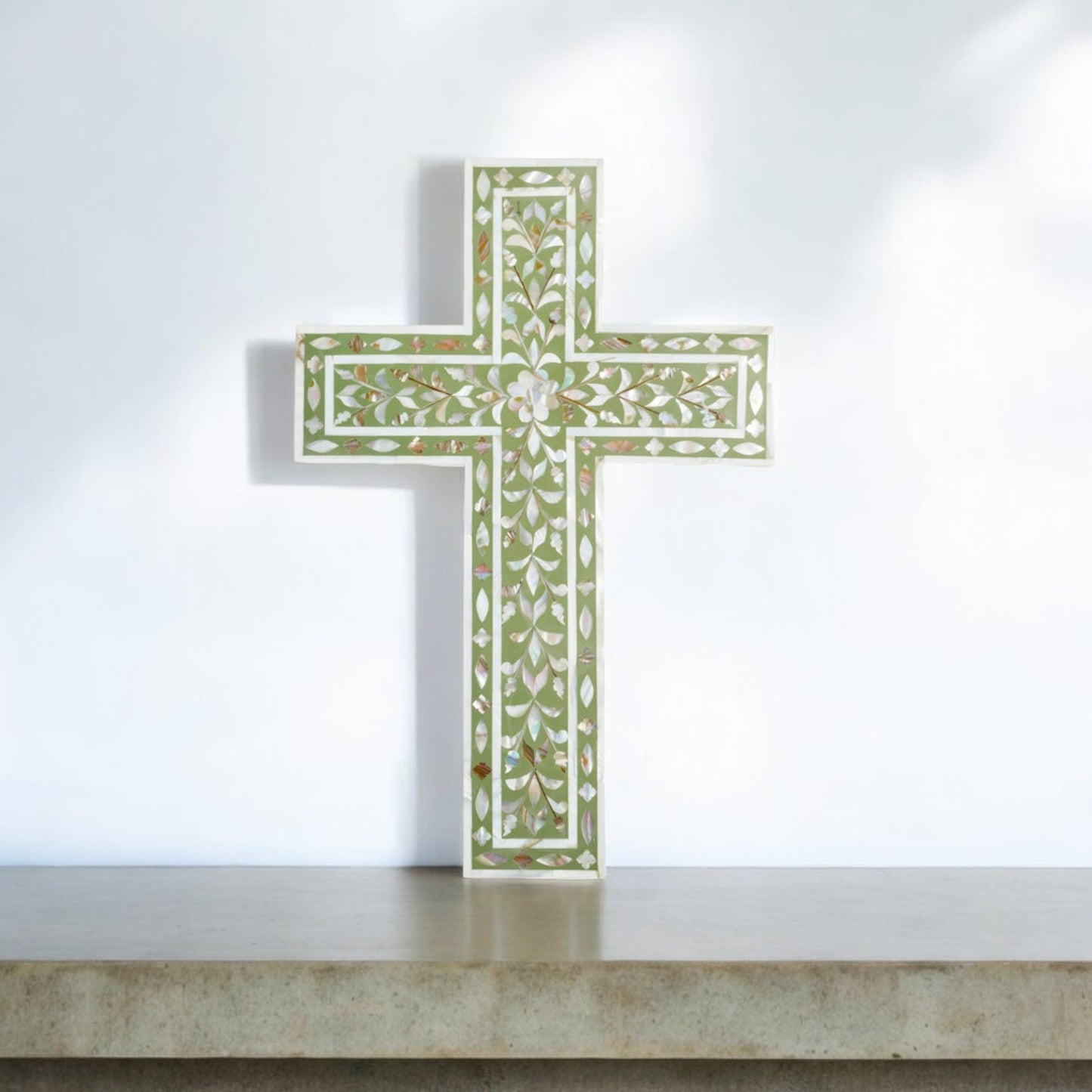 Mother of Pearl Wall Holy Cross for Home Decor