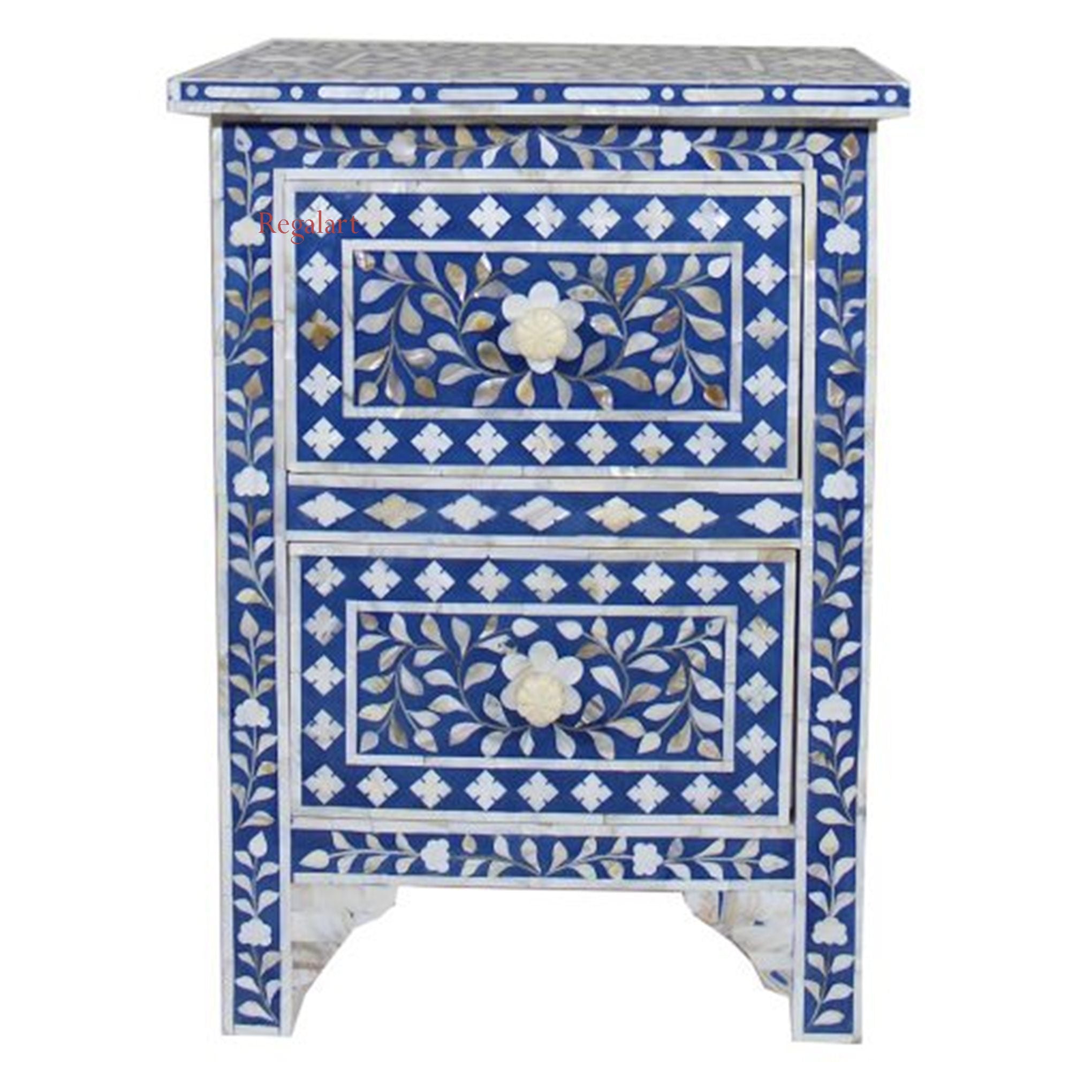 Mother of pearl Bedside Table Handmade Floral Design Nigthstand Side Table Home Decor