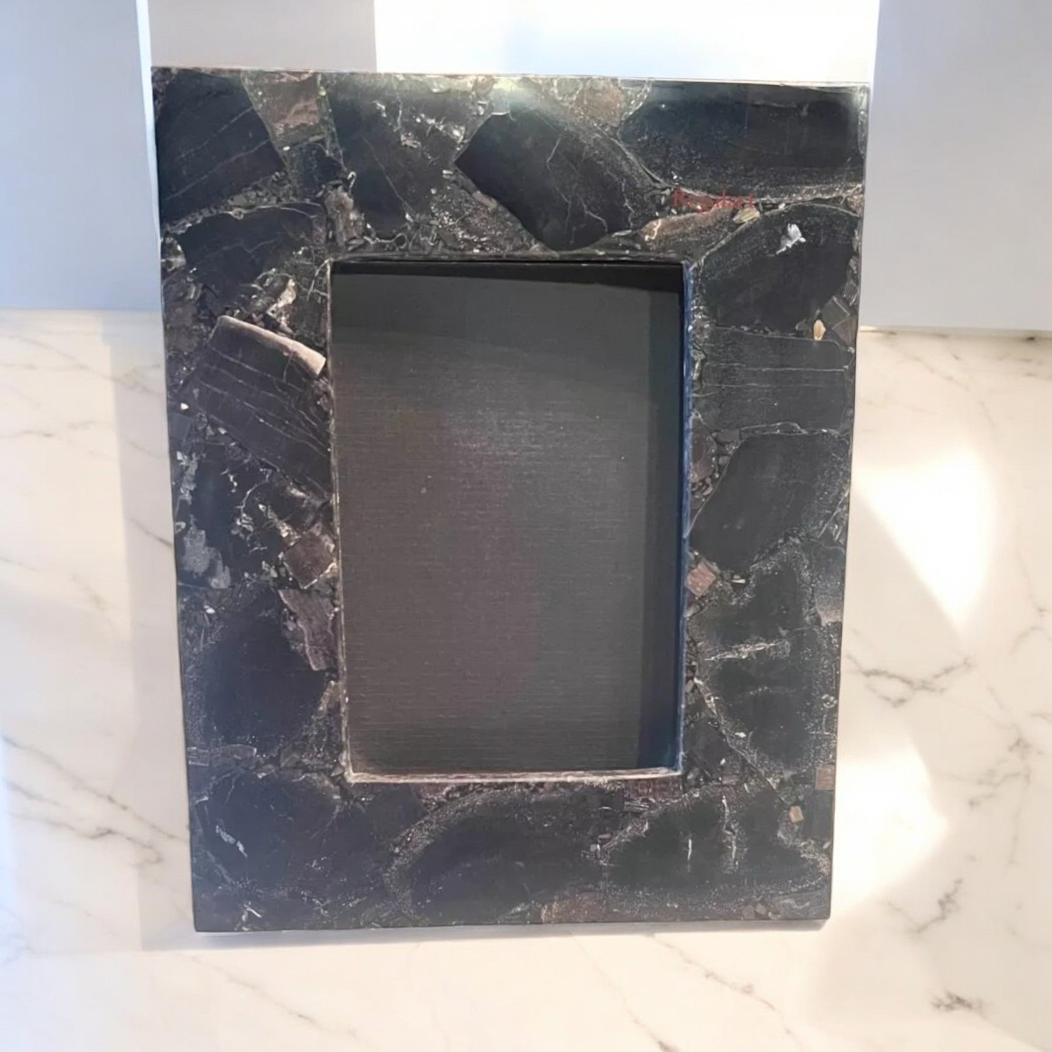 Black Petrified Stone Photo Frame | Luxury Home Decor Art