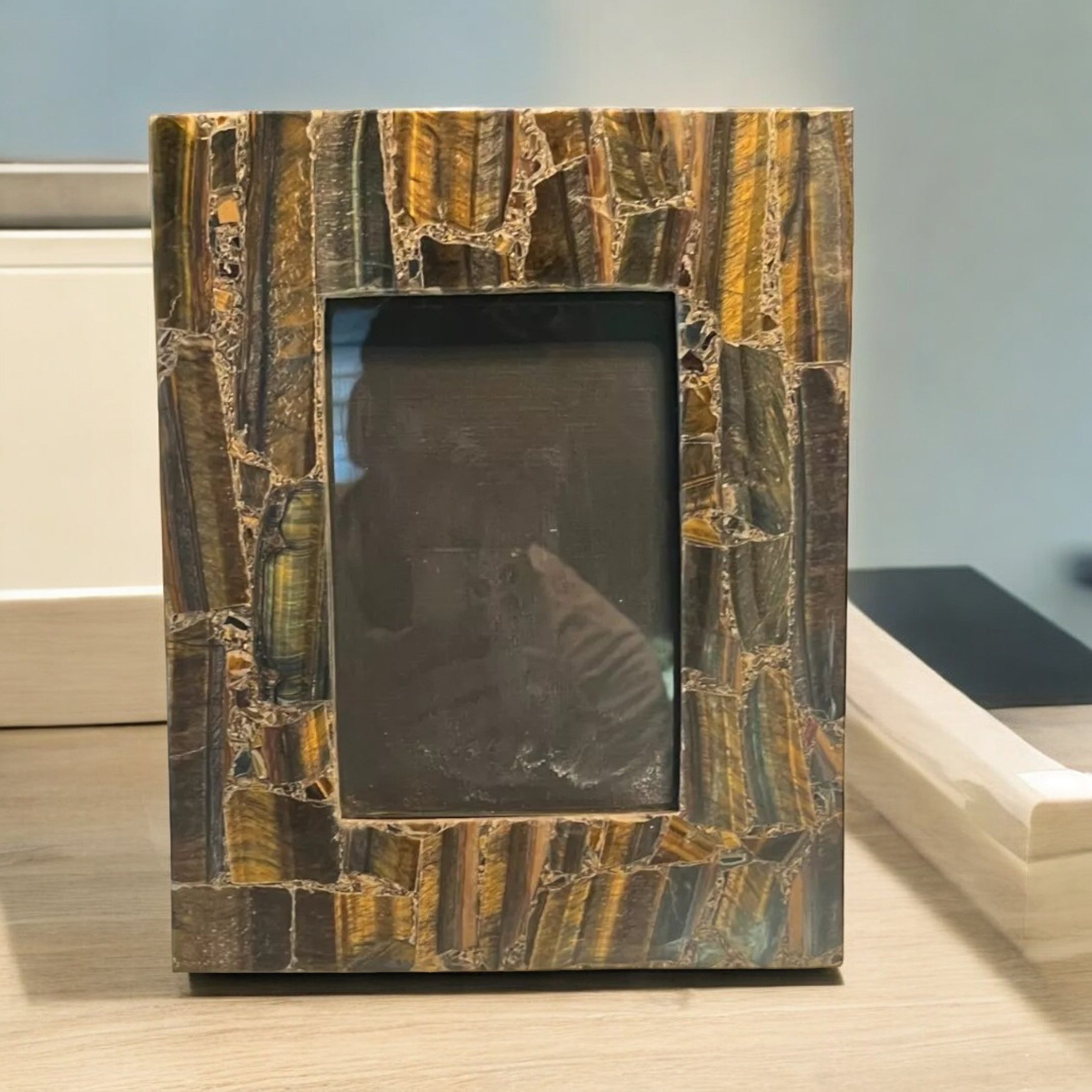 Small Blue Tiger Eye Frames | Luxury Home Decor Set