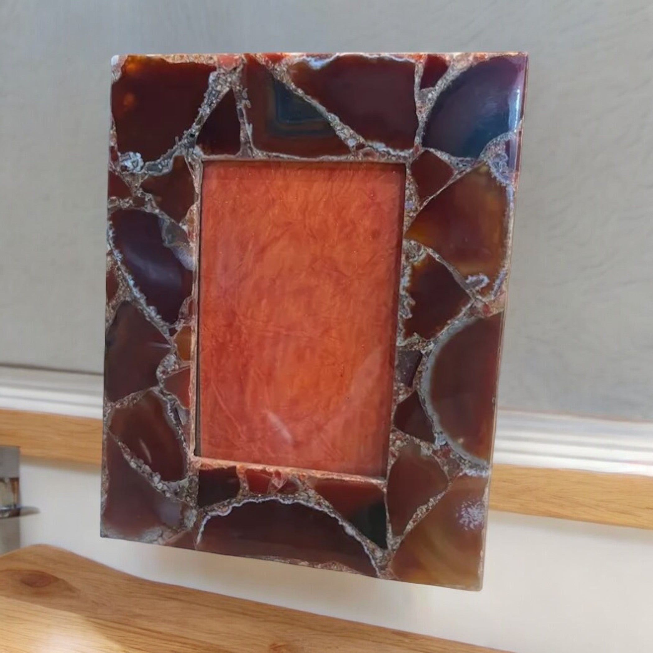 Natural Red Onyx Photo Frame | Unique Couple Gift Decor