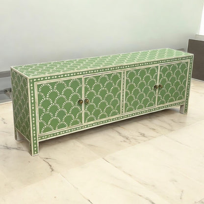 Handmade Bone Inlay Modern Pattern TV Unit, Bone Inlay Furniture, Inlay Media Tv Cabinet Unit, Entertainment Unit , Media Console Furniture