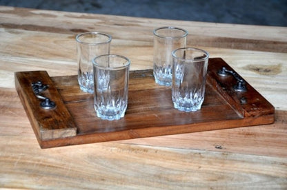 Reclaimed Wood Rustic Kitchen  Serving Tray Handmade Unique Pattern Tray