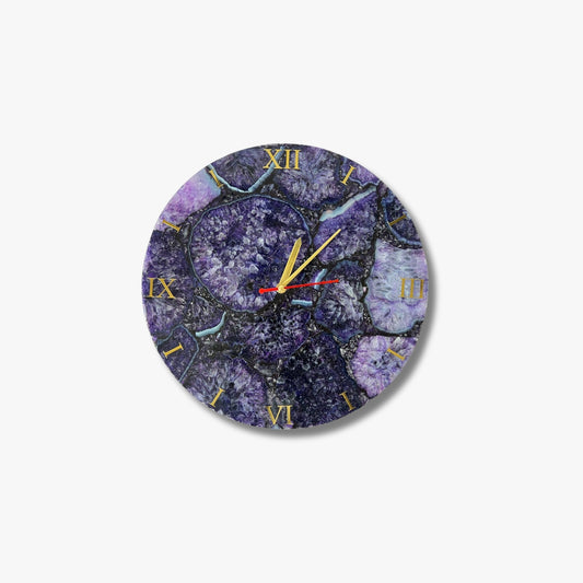 Purple Agate Gemstone Wall Clock: Handmade Home Decor