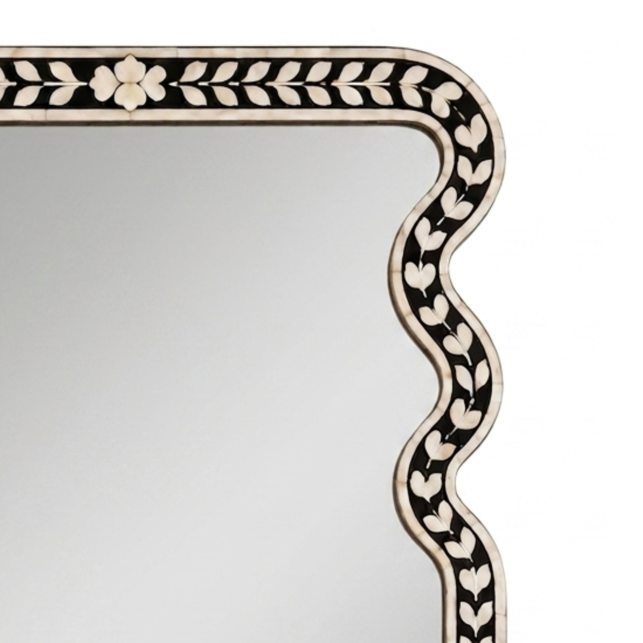 Handmade Bone Inlay Floral Wall Mirror | Luxury Home Decor