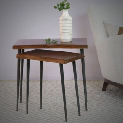 Solid Wooden Handmade End Table / Side Table / Nesting Table Combo Furniture