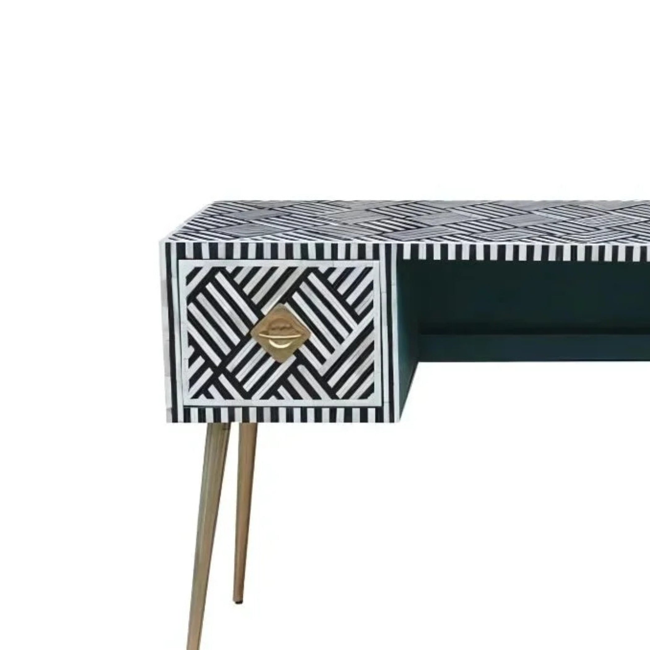 Luxury Black White Bone Inlay Study Table Handmade | Luxury Home Decor
