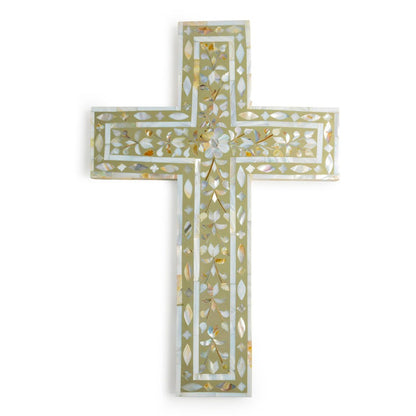 Wall Decor Holy Cross Mother of Pearl Handmade Floral Pattern Home Decor Cross&nbsp