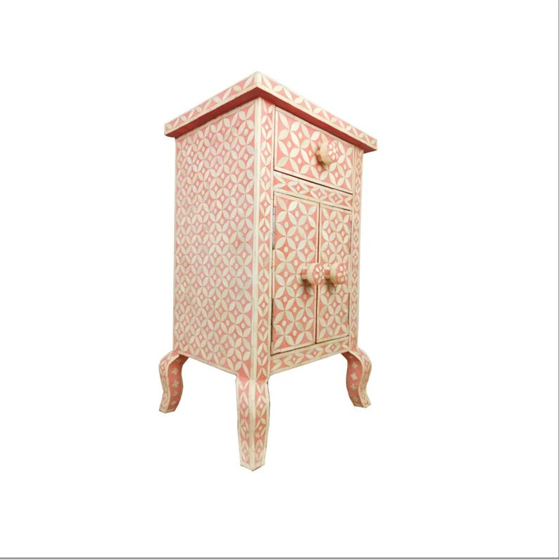 Bone Inlay Star Eye Pattern Bedside Table - Night Stand Table Best For Home And Office