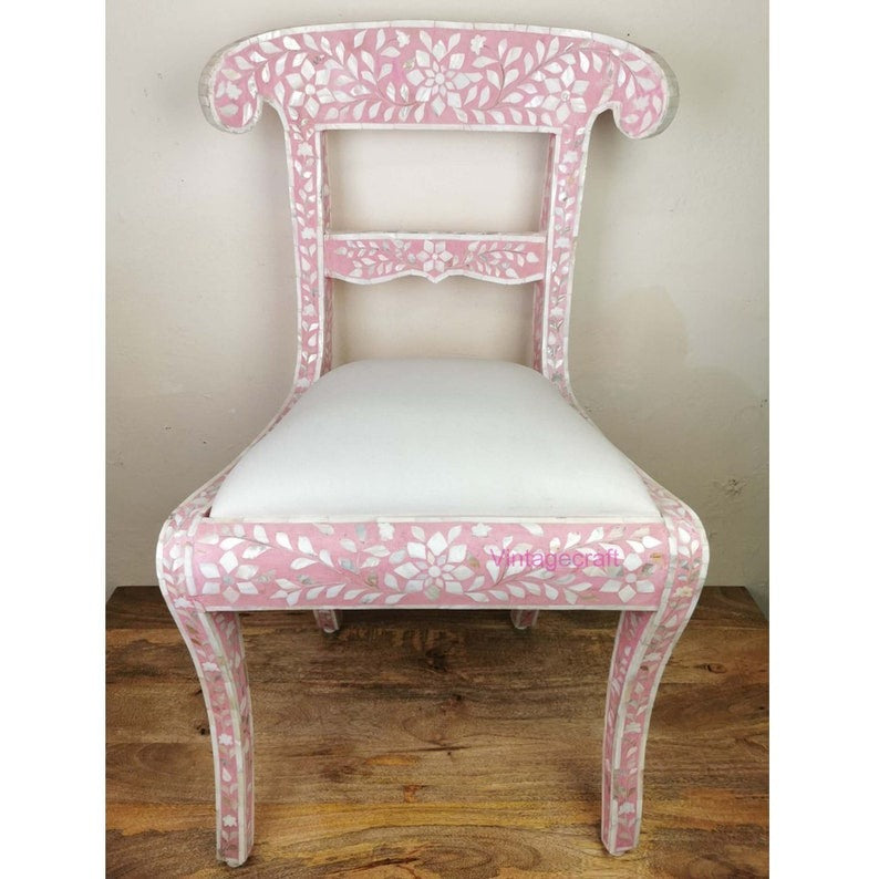 Mother of Pearl Dining Table Chairs Floral Patten Luxury Dining Room chair