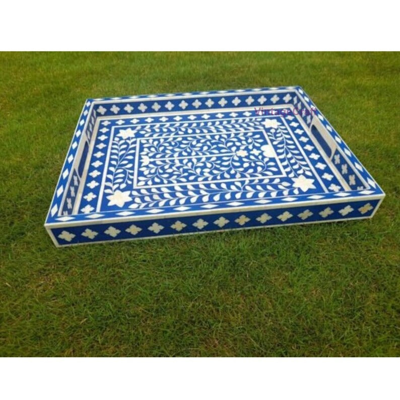 Bone Inlay Kitchen Serving Tray – Handmade Artisanal Tray for Home Decor & Gifting