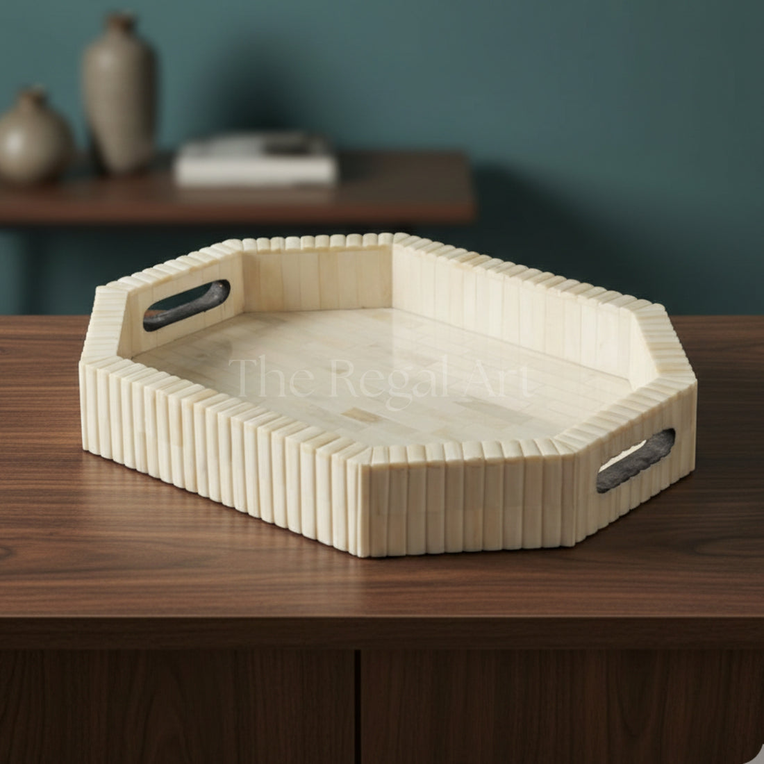 Luxury Bone Inlay Serving Tray for Coffee Table & Vanity