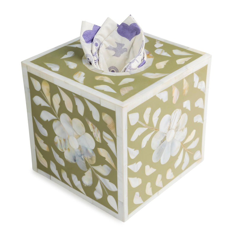 Mother of pearl tissue box holder home decor mother of pearl floral design