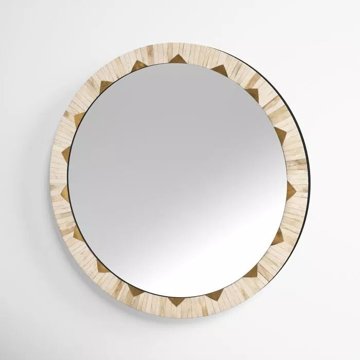 Round Mirror Frame, Bone Inlay Mirror Frame, Wall Décor Handmade Customized