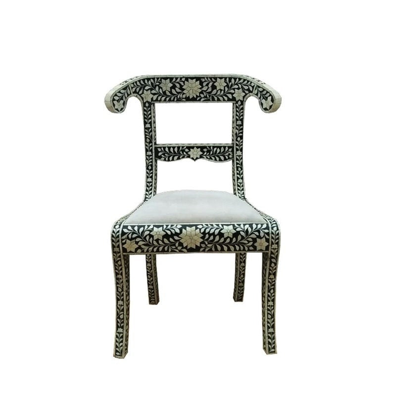 Bone Inlay Chair - Handmade Floral Chair - Luxury Furniture