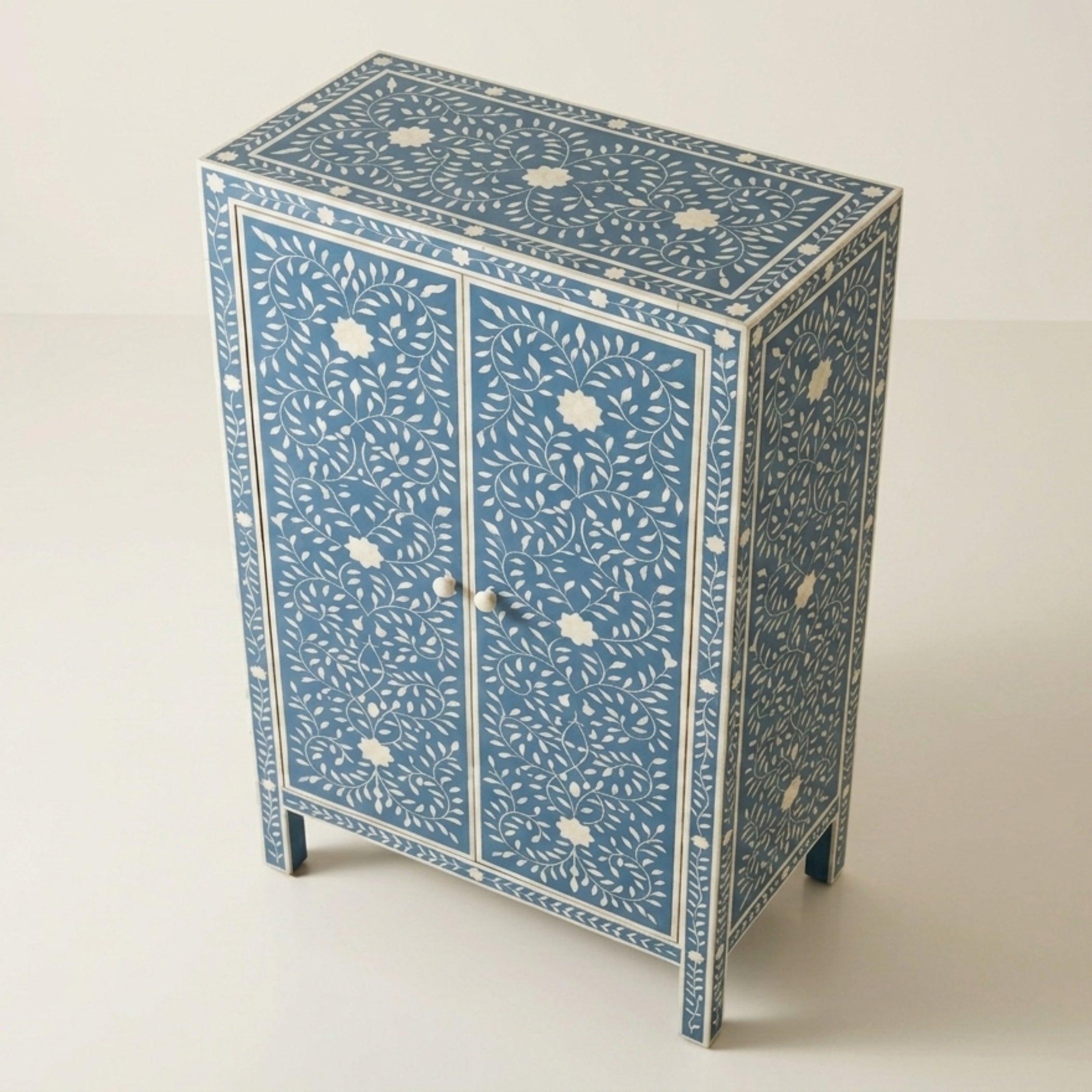 Handmade Bone Inlay Floral Wardrobe | Luxury Wardrobe