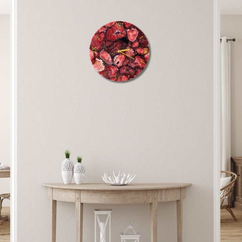 Red Agate Wall Clock | Handmade Gemstone Luxury  Decor