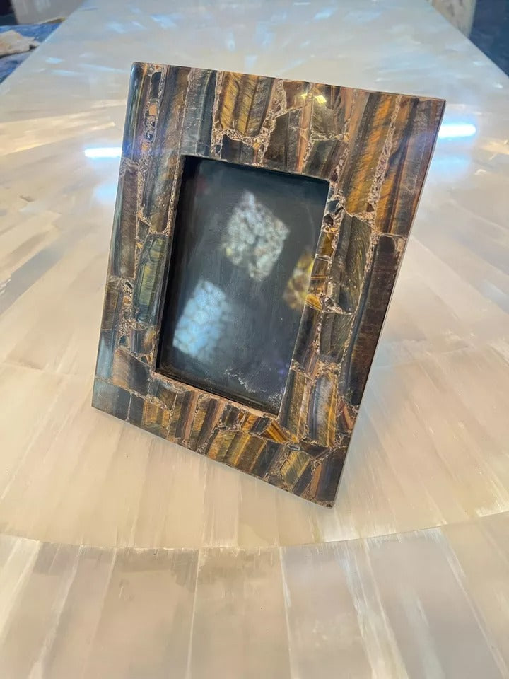 Small Blue Tiger Eye Frames | Luxury Home Decor Set