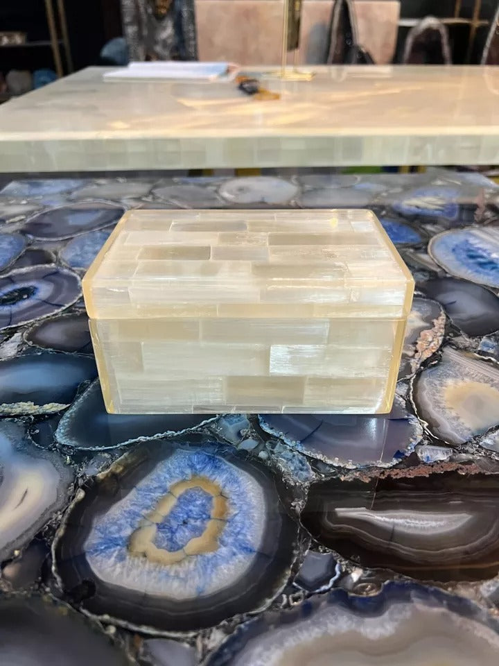 Selenite Jewelry Box | Luxury Gemstone Storage Decor