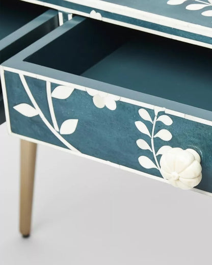 Bone Inlay Desk & Dressing Table Blue Floral Wood Home Decor Furniture