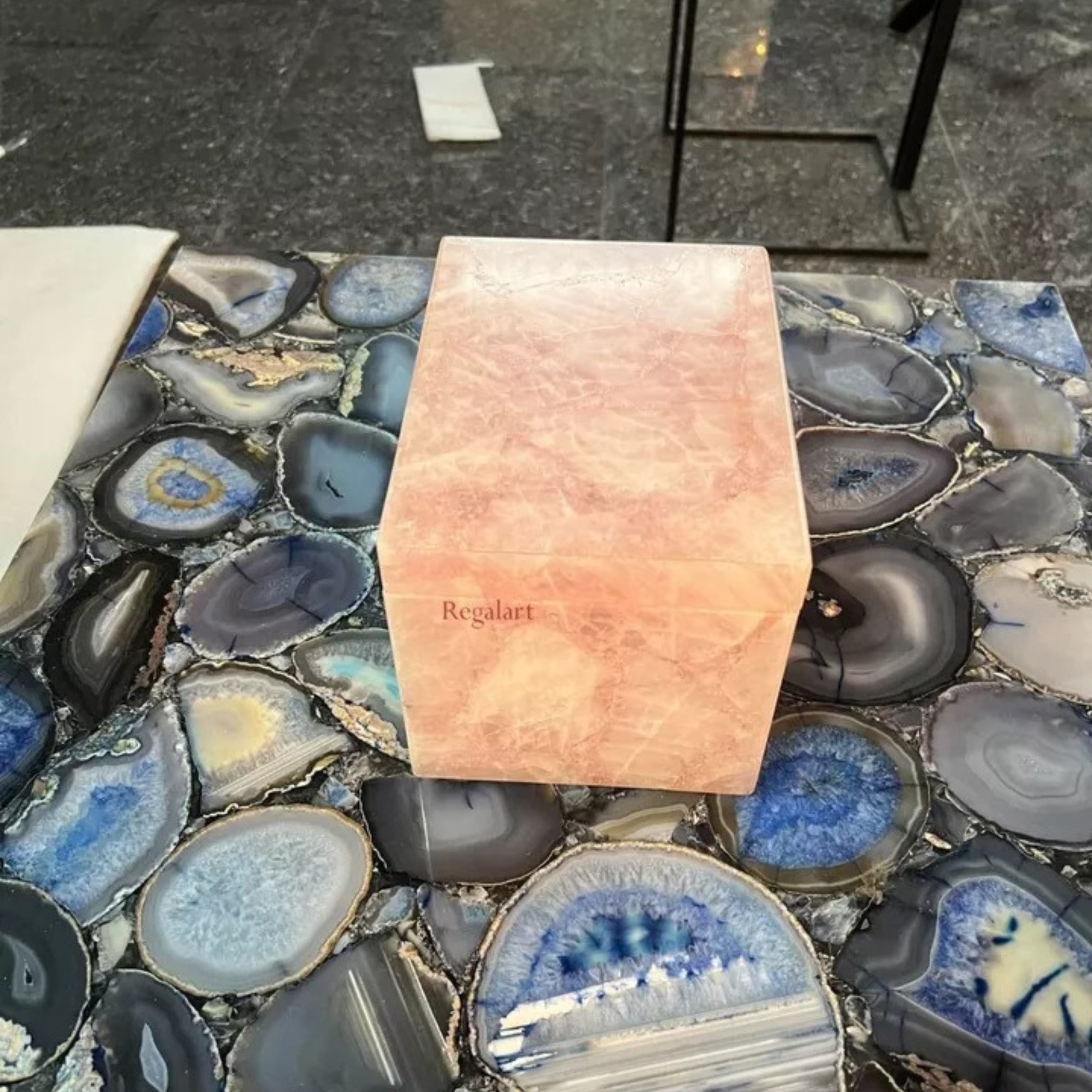 Gemstone Jewelry Box | Rose Quartz Luxury Decor Art