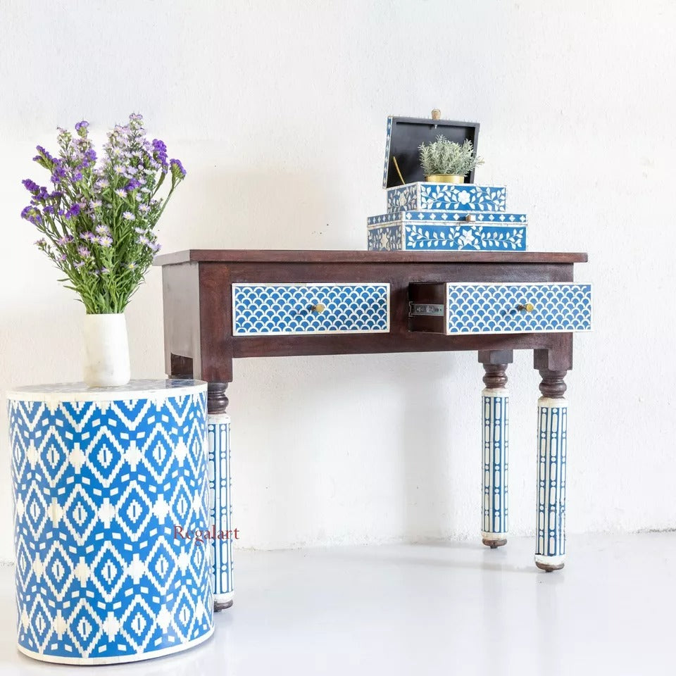 Bone Inlay Console Table | Modern Wood Pattern Living
