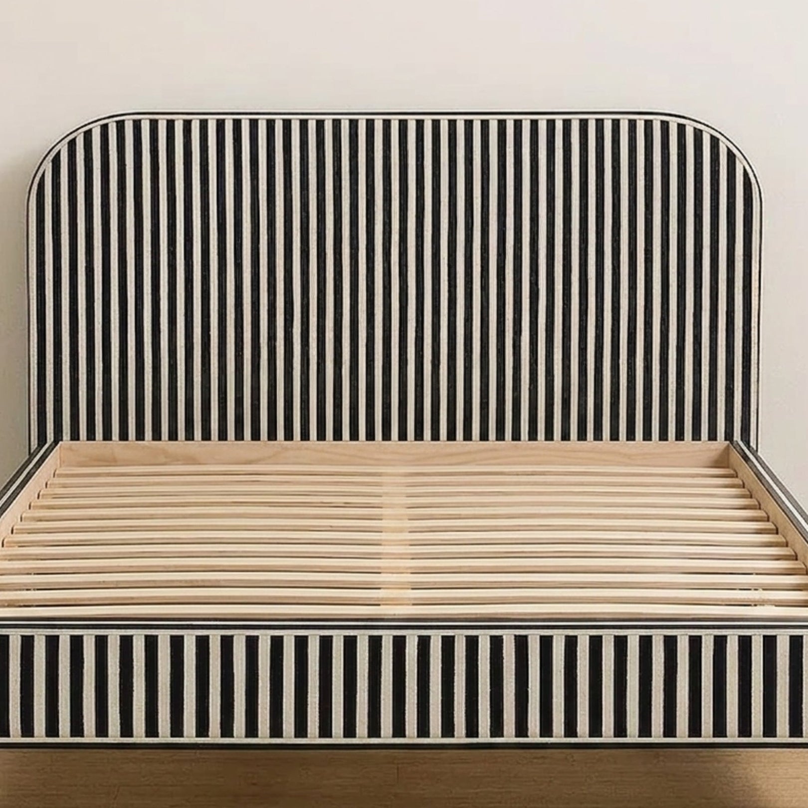 Black & White Bone Inlay Stripe Bed | Luxury Modern Bed