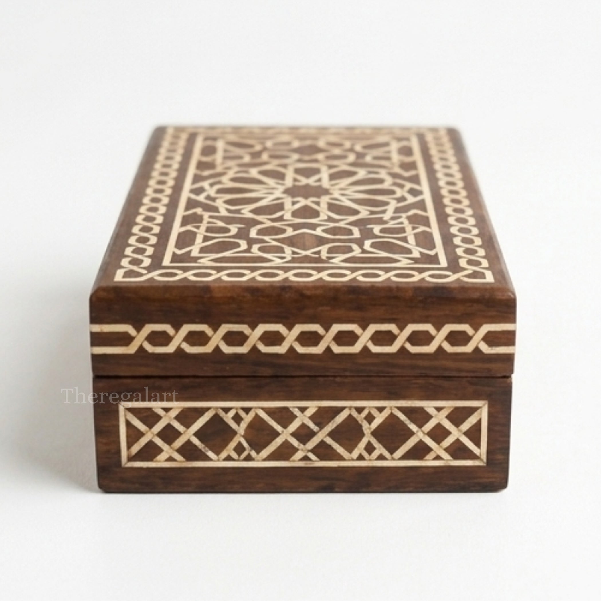 Handcrafted Bone Inlay Wooden Jewelry Box, Storage Box