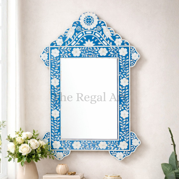 Handmade Mirror Frame | Mother of Pearl Bathroom Wall Decor