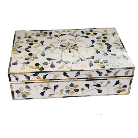 Luxury Mother of Pearl Inlay Floral Pattern Jewelry Box - Exclusive Decorative box - Organizer & Storage - Home Decor