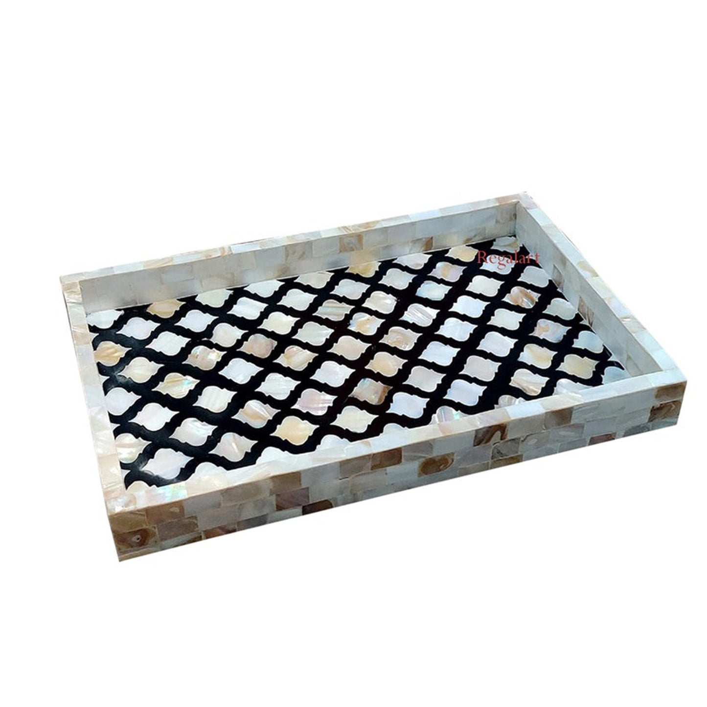 Handmade Mother of Pearl Inlay unique Pattern Serving Tray for Home and Office Decor Tray