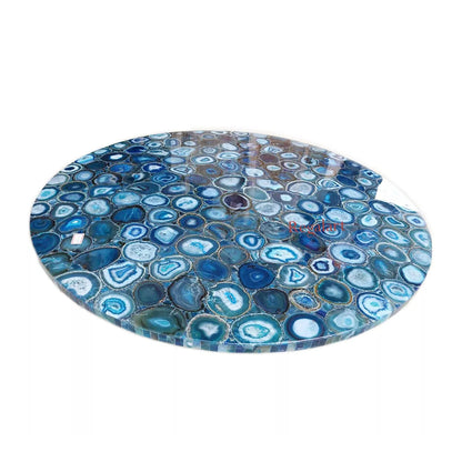 Blue Agate Center Coffee Table, Agate Tables, Handmade Furniture Decor