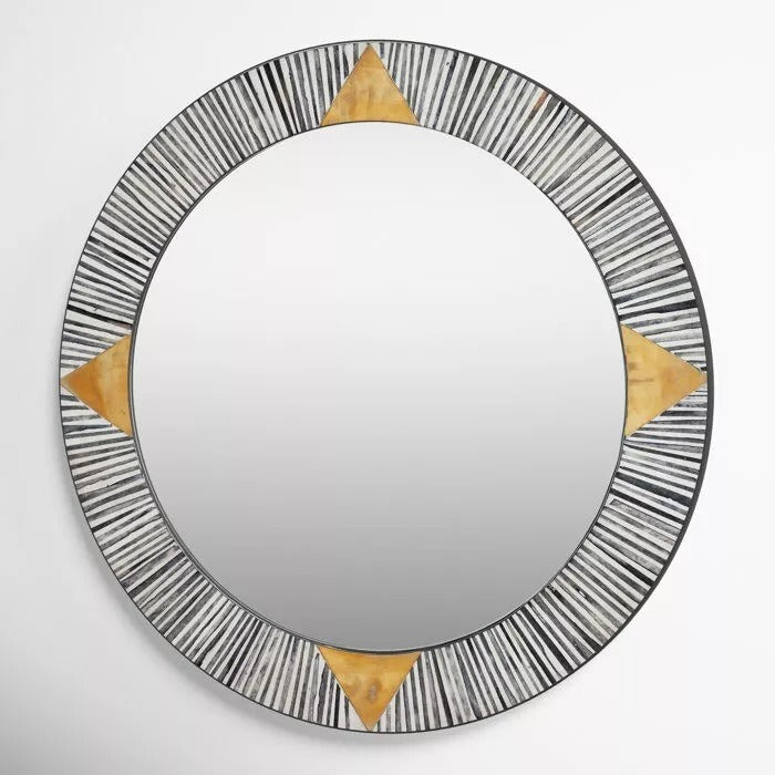 Round Mirror Frame,Block Bone Inlay Mirror Frame, Handmade Customized Wall Décor