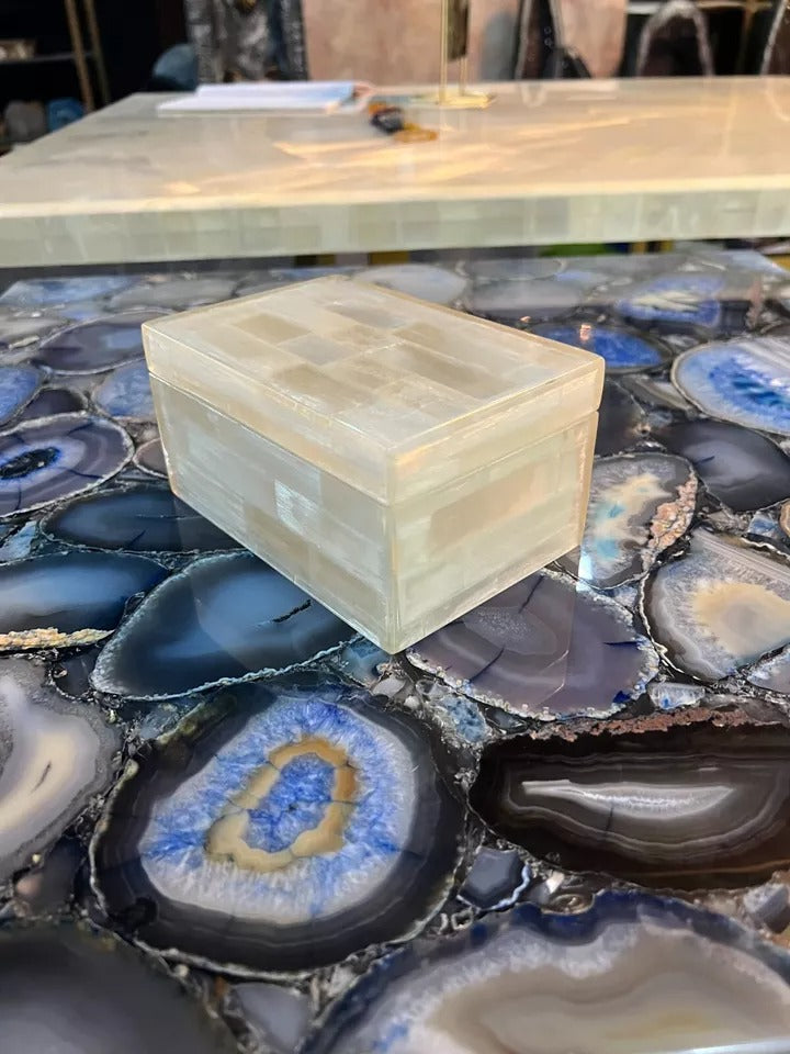 Selenite Jewelry Box | Luxury Gemstone Storage Decor