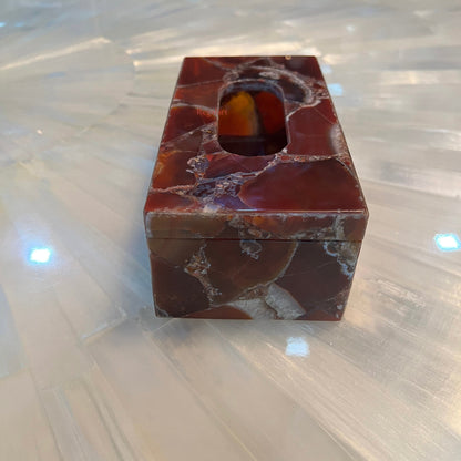 Tissue Box, Napkin Holder, Tissue Holder –Handmade Red Onyx Stone Napkin Paper