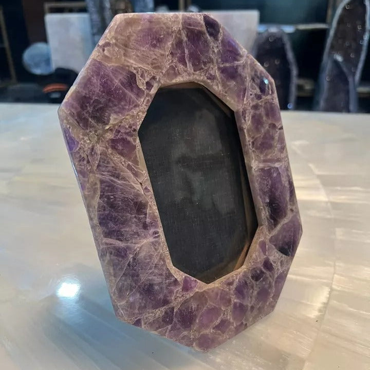 Handmade Amethyst Frame | Luxury Gemstone Decor Art