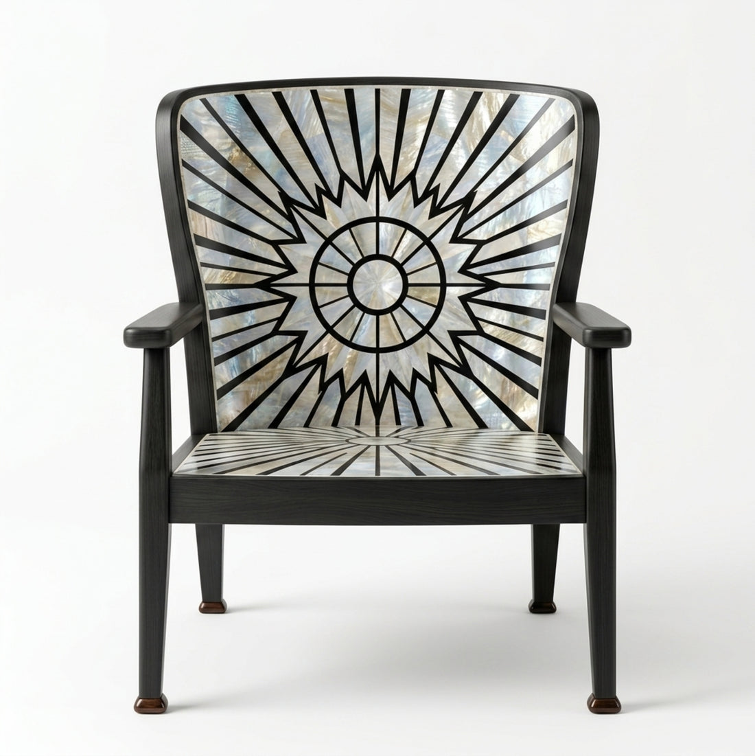 Luxury Mother of Pearl Accent Chair Sunburst Design