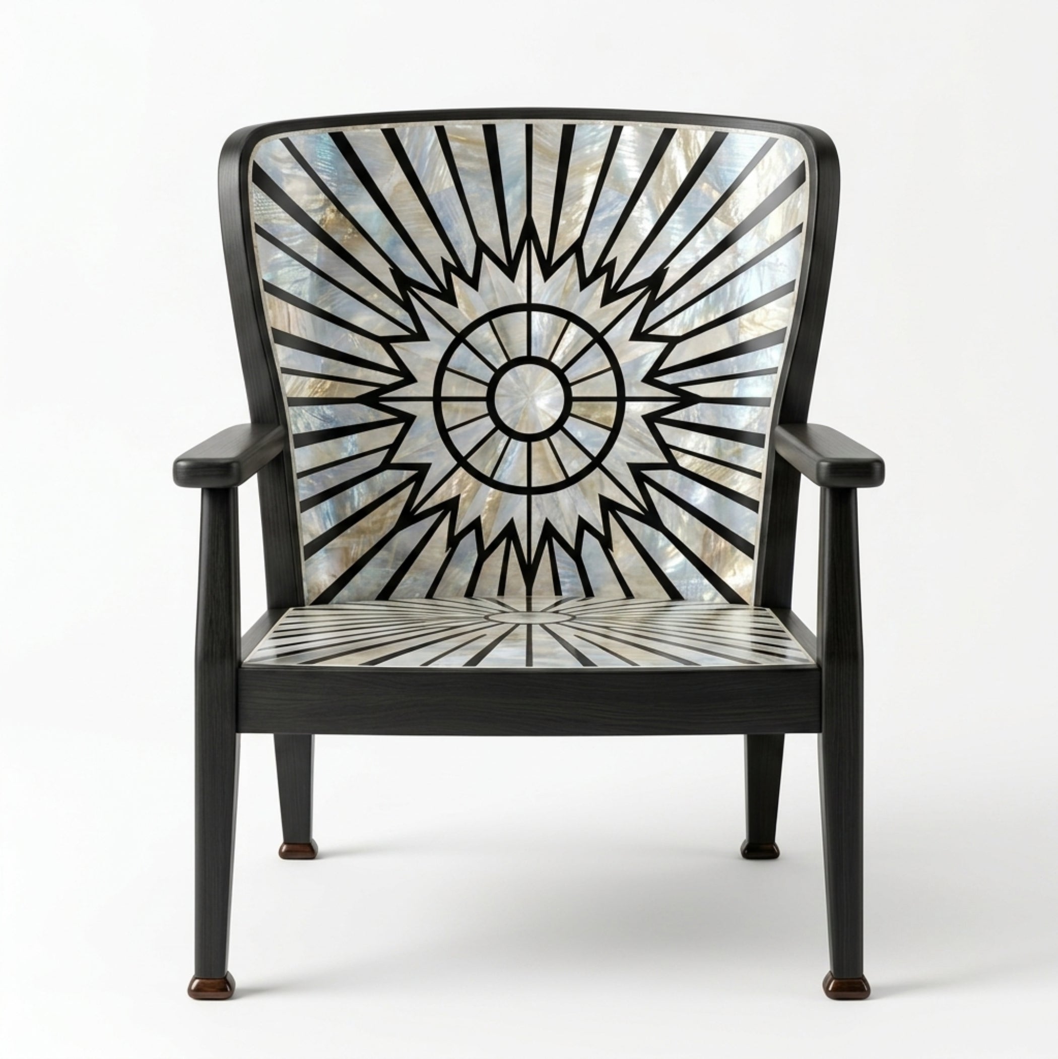 Luxury Mother of Pearl Accent Chair Sunburst Design