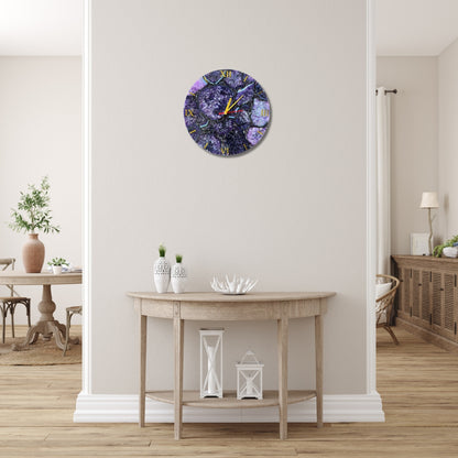 Purple Agate Gemstone Wall Clock: Handmade Home Decor