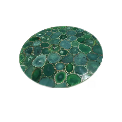 Green Agate Stone Coffee Counter Desk Table, Handmade Furniture Garden Decor