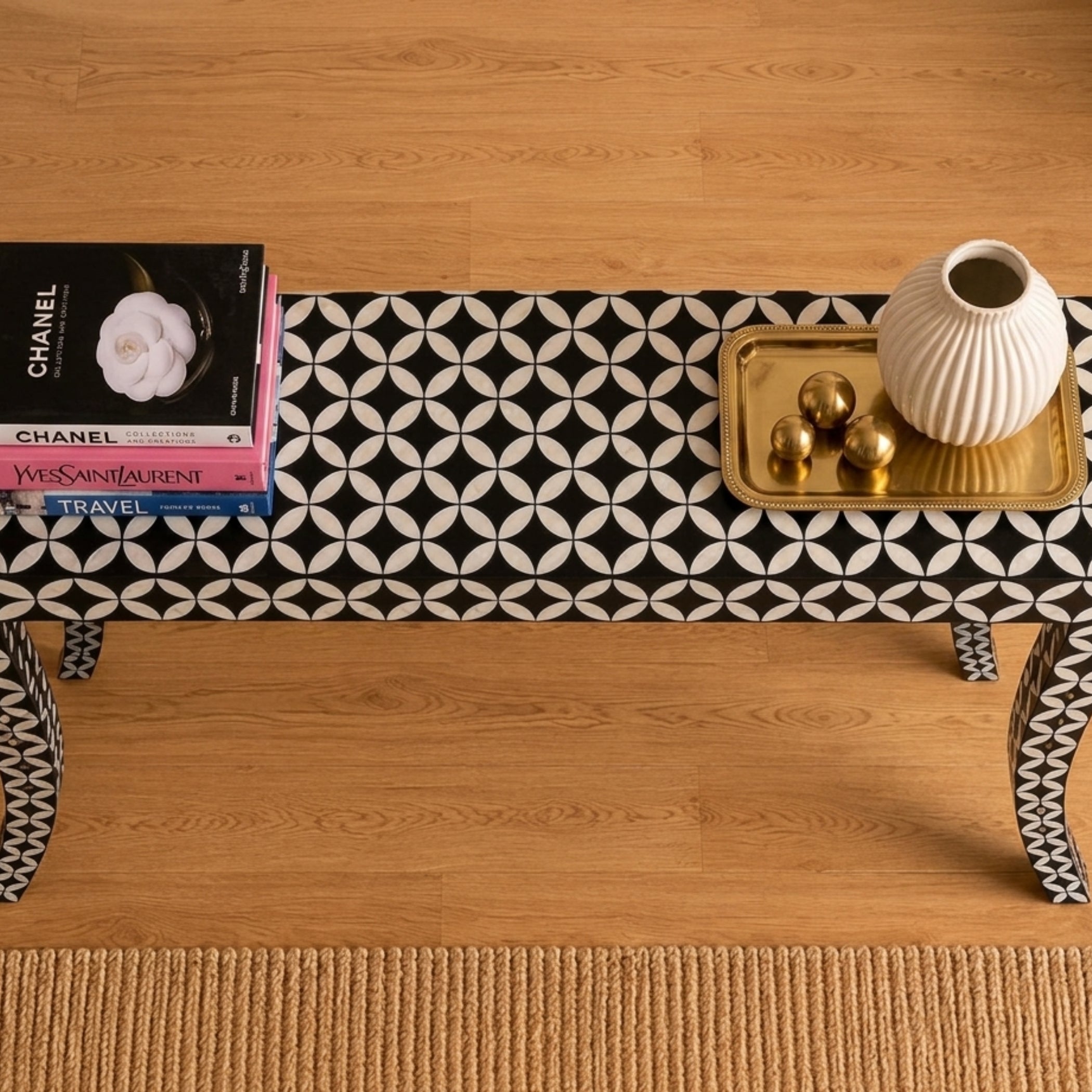 Mother of Pearl Console Table Handmade Luxury Entryway Decor