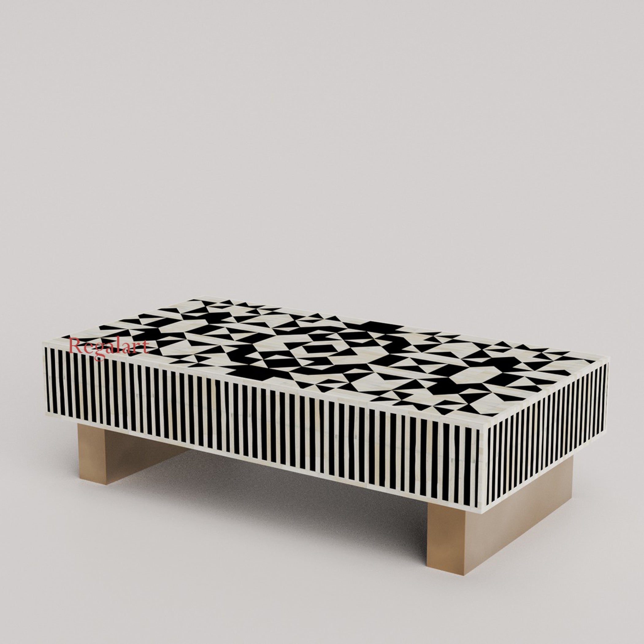 Luxury Black Bone Inlay Coffee Table for Living Room