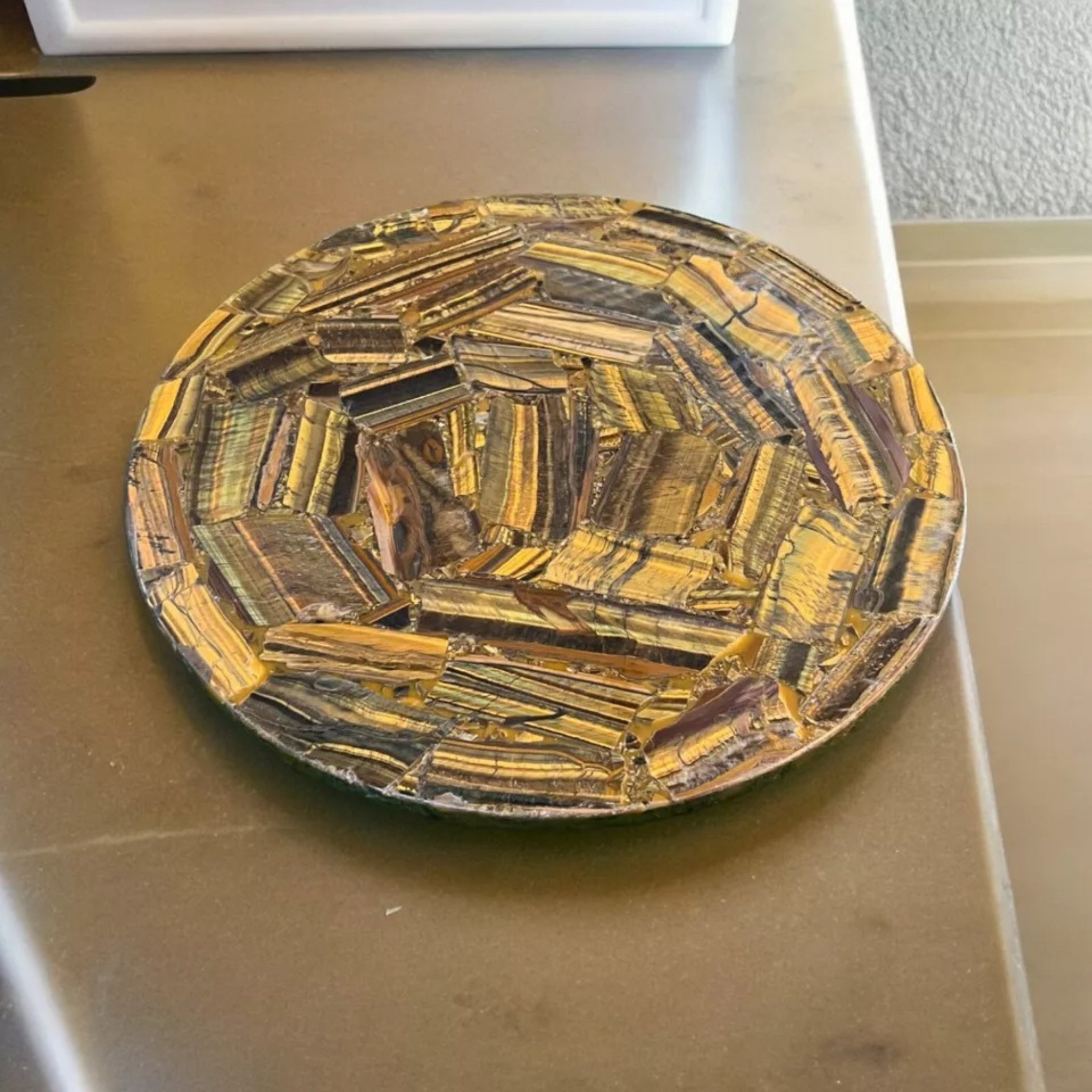 Tiger Eye Side Table Top | Luxury Stone Table Top Art Decor