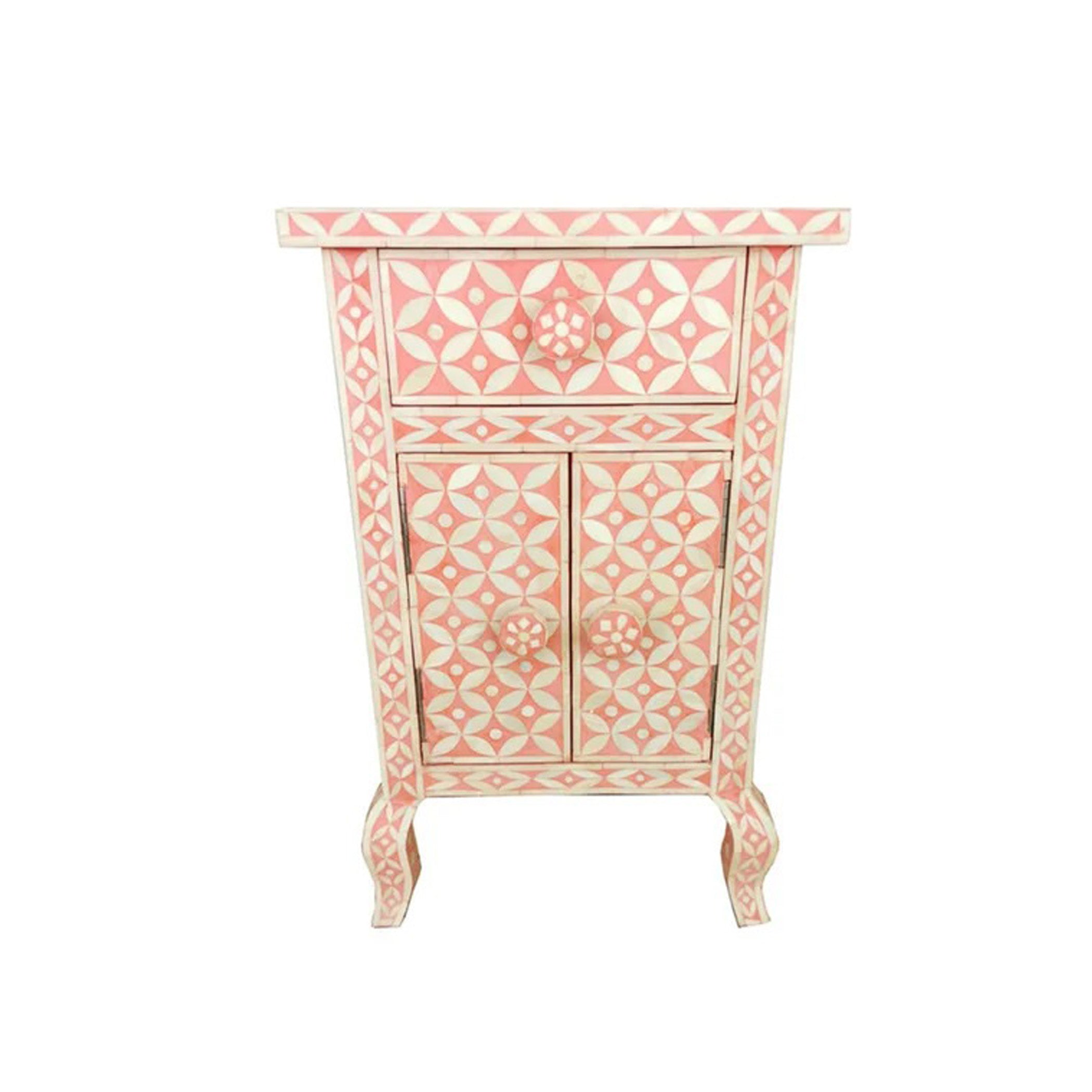Bone Inlay Star Eye Pattern Bedside Table - Night Stand Table Best For Home And Office