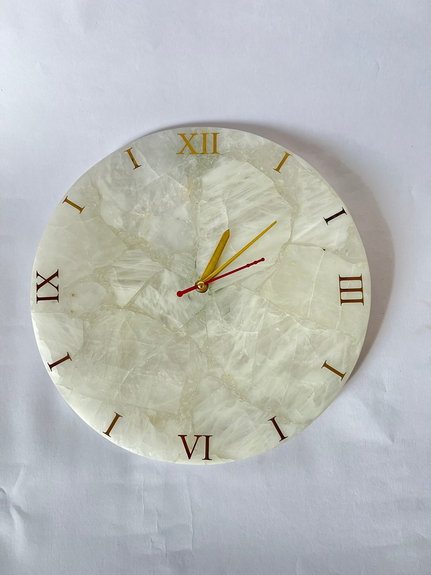 Quartz Wall Clock- Handmade Gemstone Luxury Decor