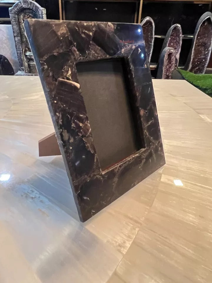 Black Petrified Stone Photo Frame | Luxury Home Decor Art