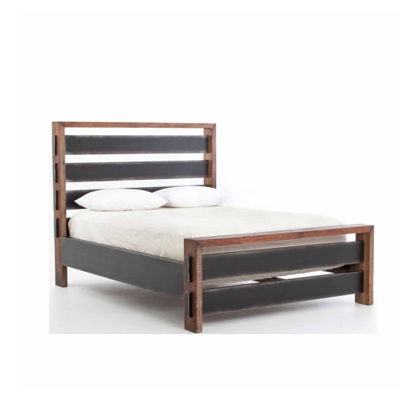 "Handmade king or queen solid reclaimed wooden bed for bedroom decor."