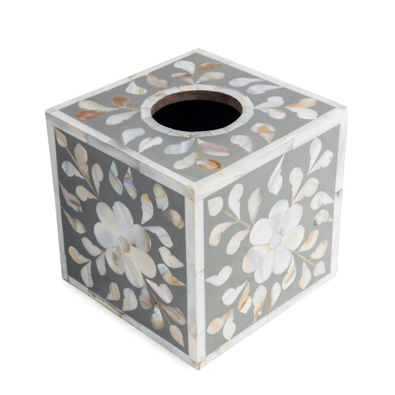 Mother of Pearl Tissue Box Handmade Floral Pattern