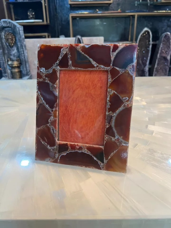 Natural Red Onyx Photo Frame | Unique Couple Gift Decor